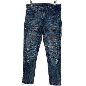 M Society Moto Jeans Skinny Blue Dark Wash - 32x30